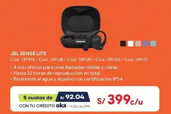 JBL -  SENSE LITE Cód. 137976 / Cód. 139128 / Cód. 139129 / Cód. 139130 / Cód. 139131