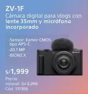 Sony - Cámara digital para vlogs ZV-1F