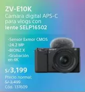 Sony - Cámara digital APS-C para vlogs con lente SELP16502 ZV-E10K