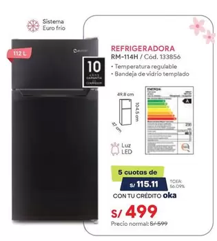 Oster - REFRIGERADORA RM-114H / Cód. 133856
