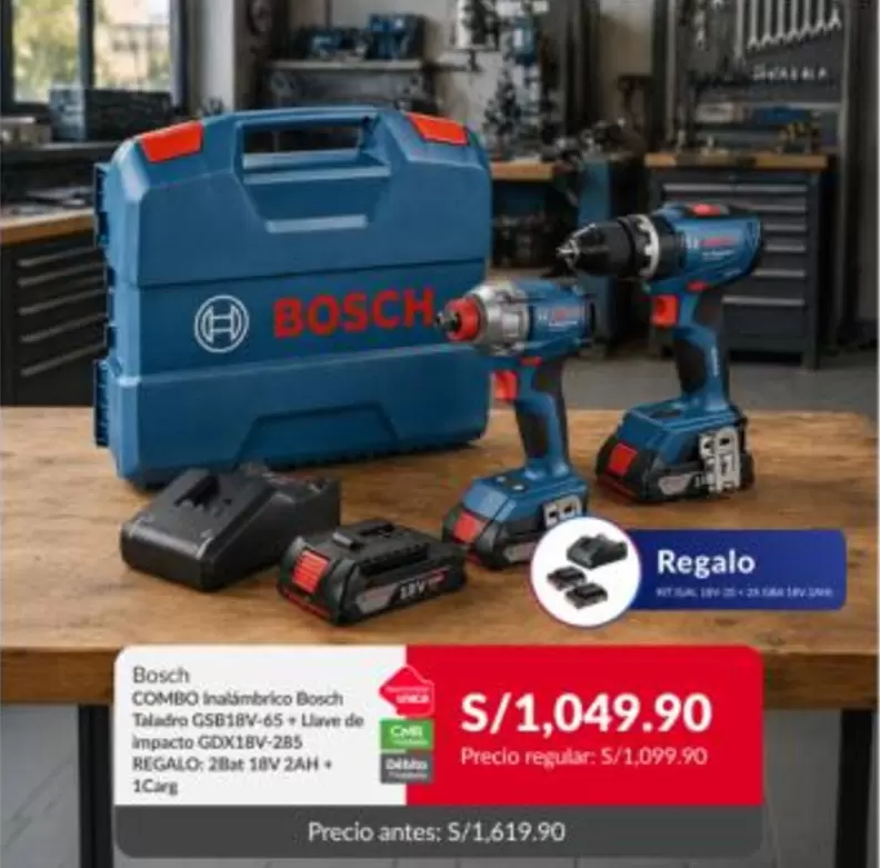 Bosch - COMBO Taladro GSB18V-65 + Llave de Impacto GDX18V-285