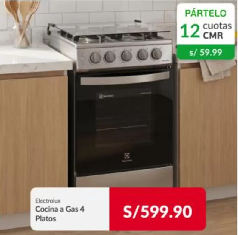 Electrolux - Cocina a Gas 4 Platos