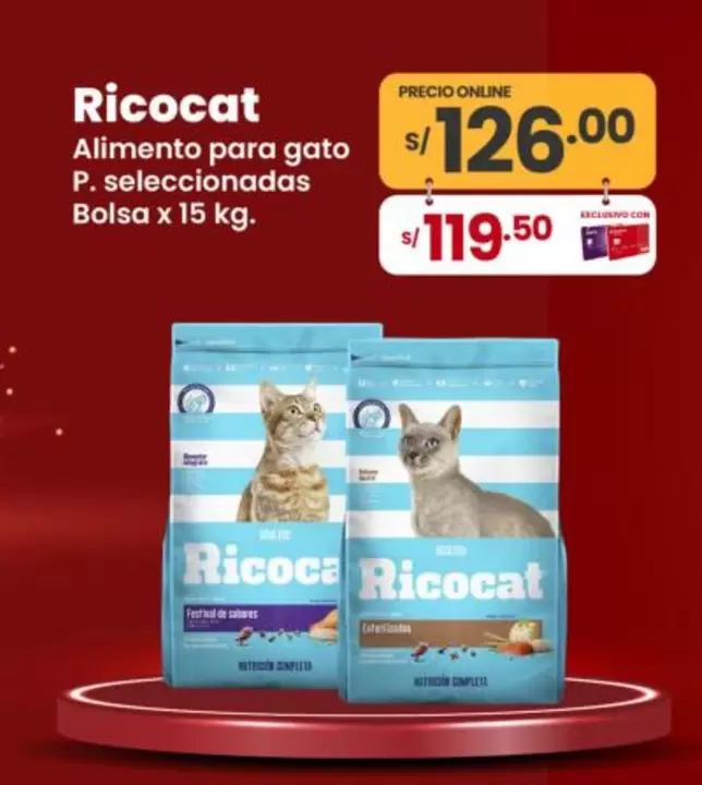 Ricocat - Alimento para gato P. seleccionadas Bolsa x 15 kg.