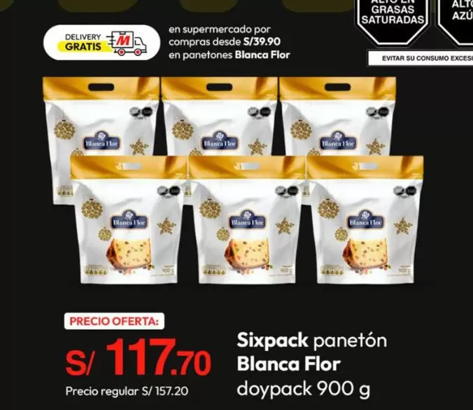 Blanca Flor - Sixpack panetón  doypack 900 g