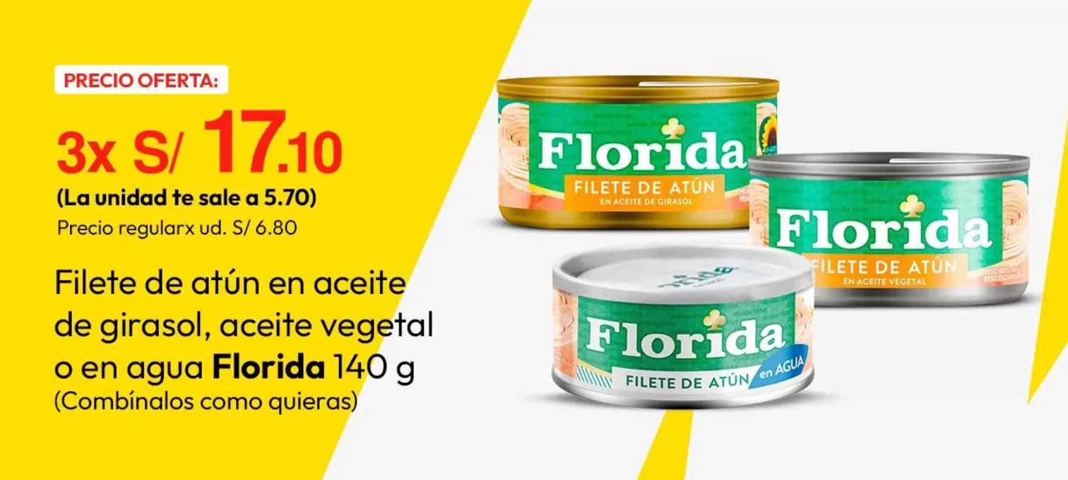 Florida - Filete de atún en aceite de girasol, aceite vegetal o en agua