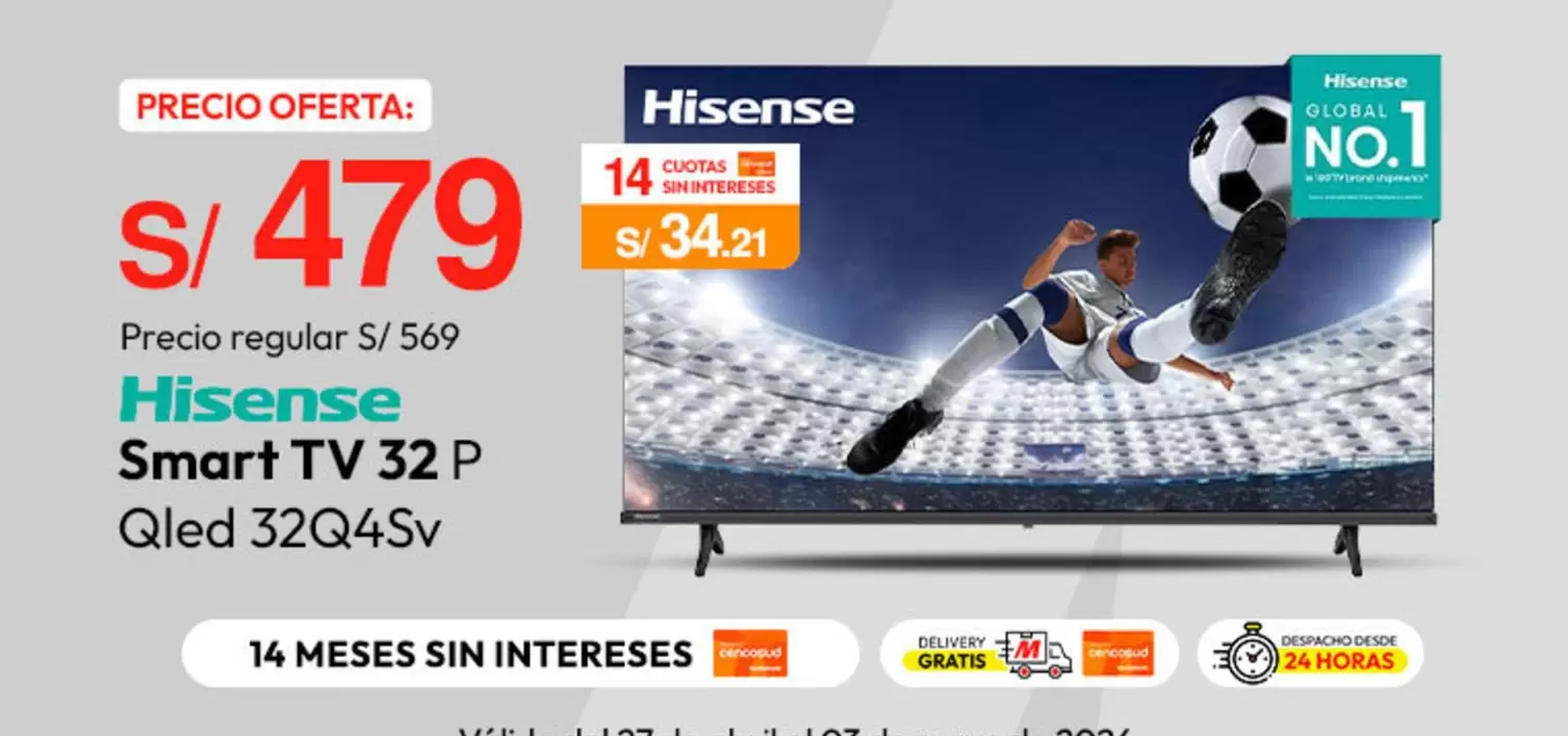 Hisense - Smart TV 32 P Qled 32Q4Ssv