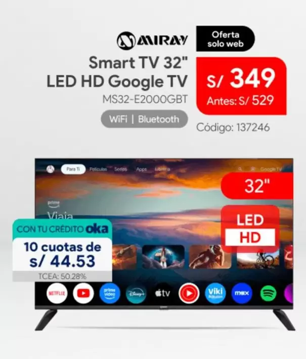 Miray - Smart TV 32" LED HD Google TV MS32-E2000GBT