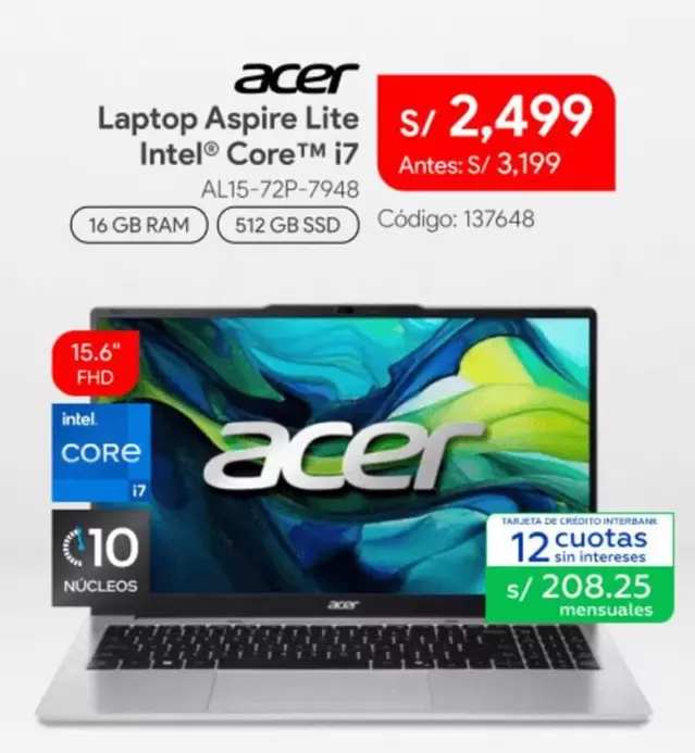 Acer - Laptop Aspire Lite Intel® Core™ i7 AL15-72P-7948