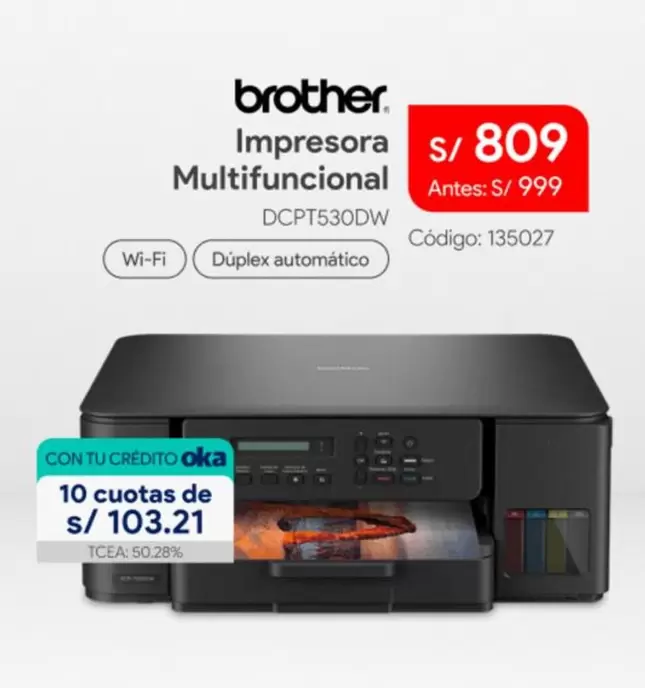 Brother - Impresora Multifuncional DCPT530DW