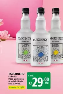 Tabernero - Pisco Quebranta/ Acholado/ Italia Bot.