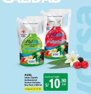 Aval - Jabón Líquido Antibacterial Aromas Variados Doy Pack