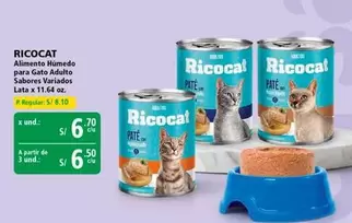 Ricocat - Alimento Húmedo para Gato Adulto Sabores Variados Lata