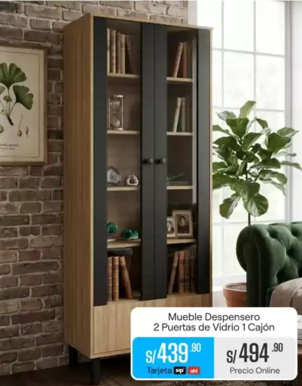 Mueble Despensero 2 Puertas de Vidrio 1 Cajón