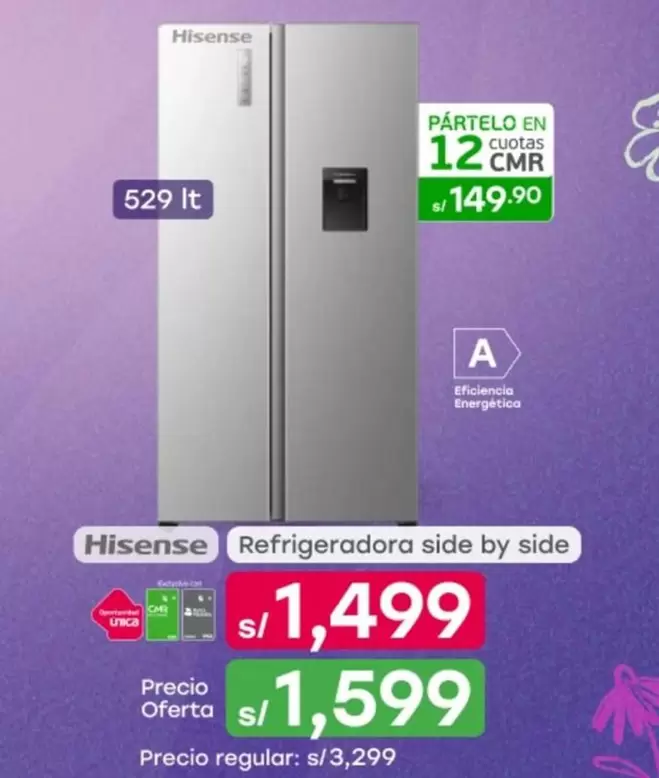 Hisense - Refrigeradora side by side