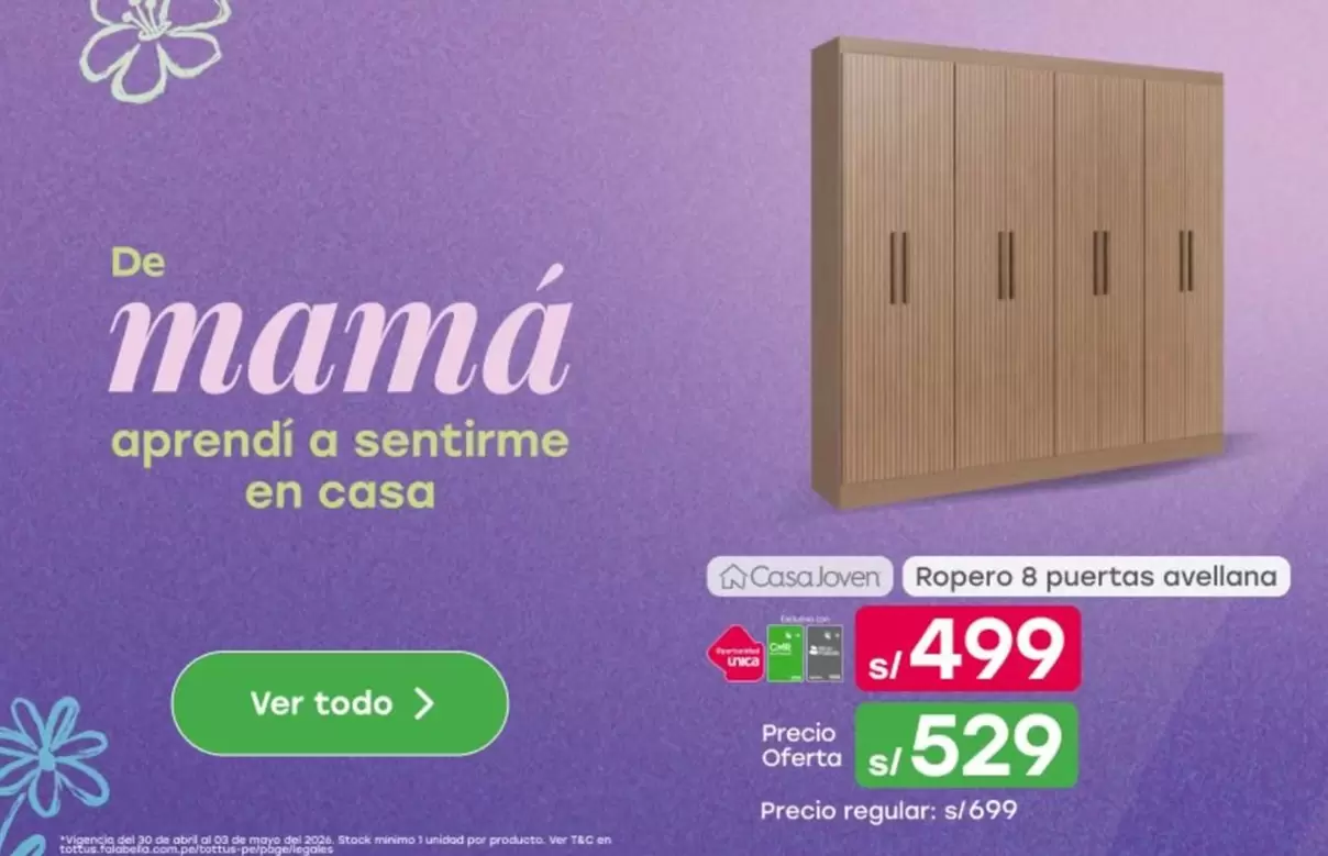 Casa Joven - Ropero 8 puertas avellana