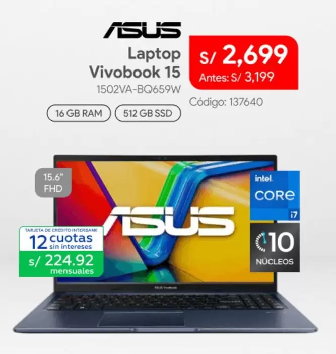 Asus - Laptop Vivobook 15 1502VA-BQ659W