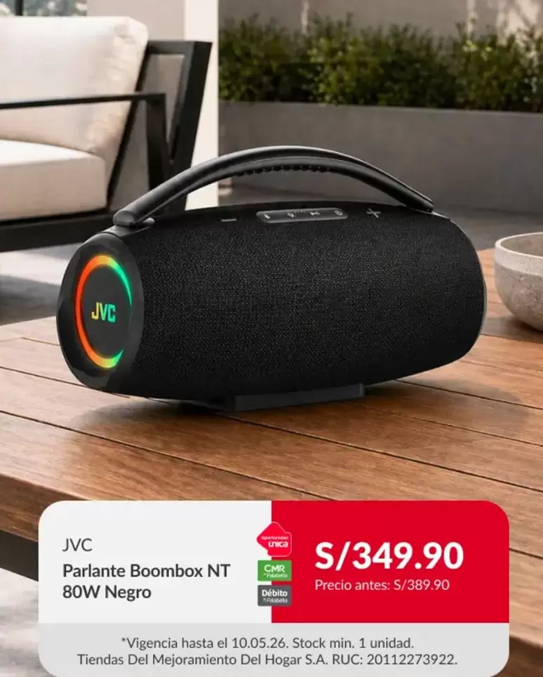 JVC - Parlante Boombox NT 80W Negro