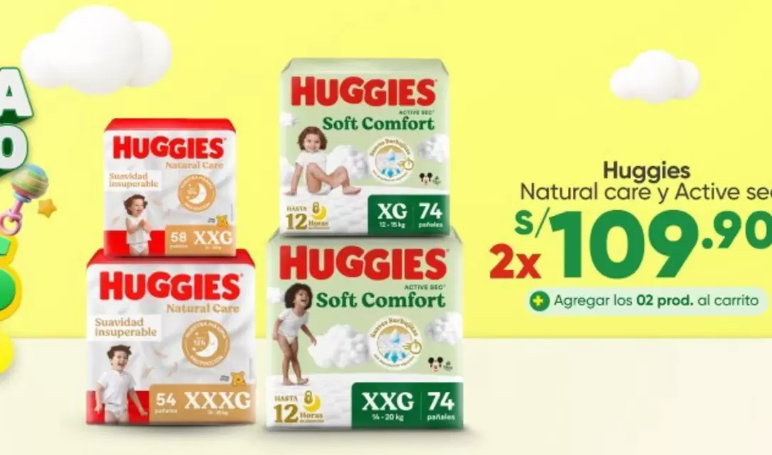 Huggies - Natural care y Active sec