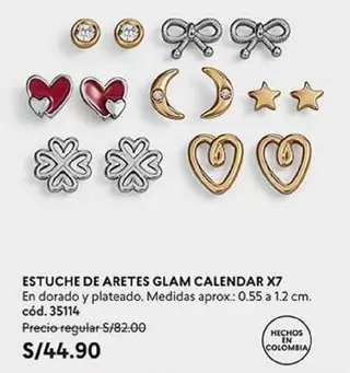 Dorado - ESTUCHE DE ARETES GLAM CALENDAR X7 cód. 351114
