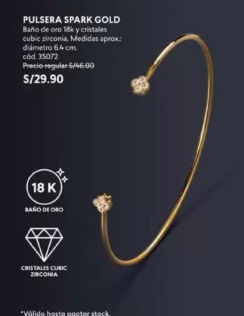 Oro - PULSERA SPARK GOLD Baño de oro 18k y cristales cubic zirconia. Diámetro 6.4 cm. cód. 35072