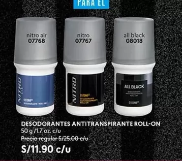 DESODORANTES ANTITRANSPIRANTE ROLL-ON nitro air 07768, nitro 07767, all black 08018