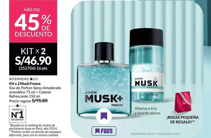 Avon - Kit x 2 Musk Freeze Eau de Parfum Spray Amaderado aromático