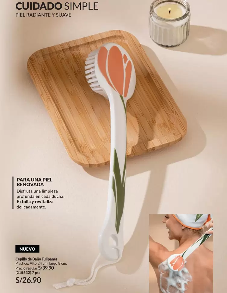 Piel - Cepillo de Baño Tulipanes