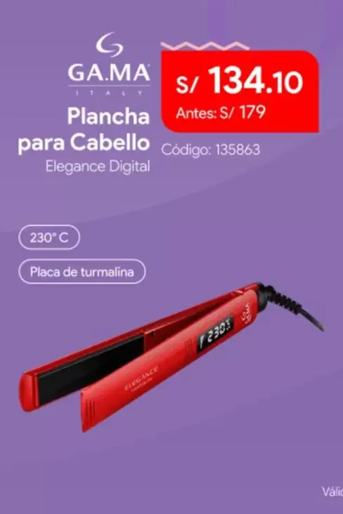 Ga.Ma - Plancha para Cabello Elegance Digital Código: 135863