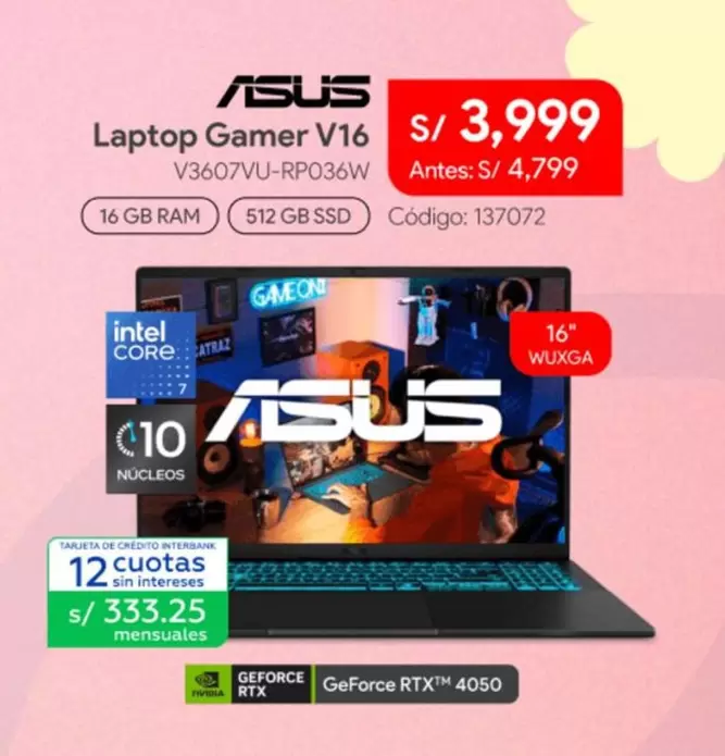 Asus - Laptop Gamer V16 V3607VU-RP036W