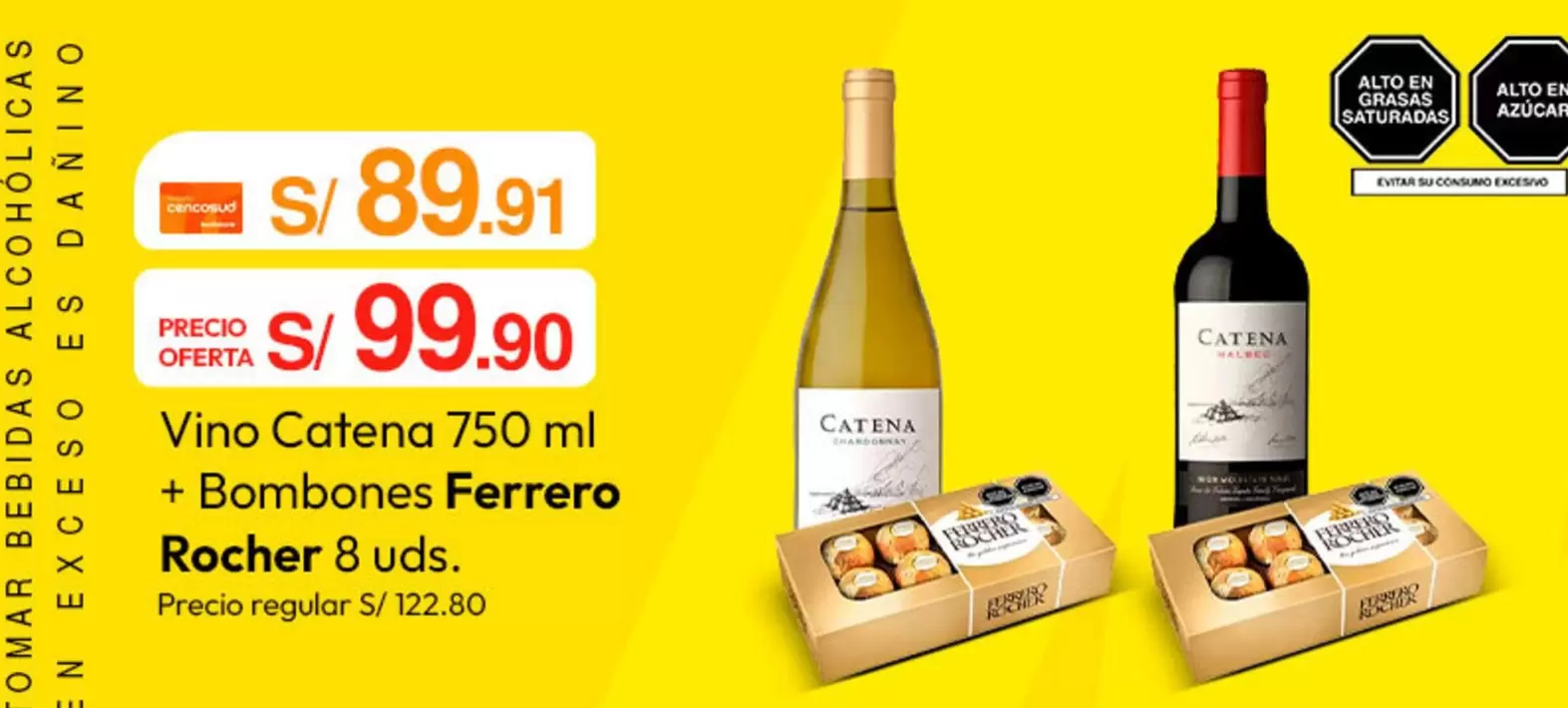 Catena - Vino 750 ml + Bombones Ferrero Rocher 8 uds.