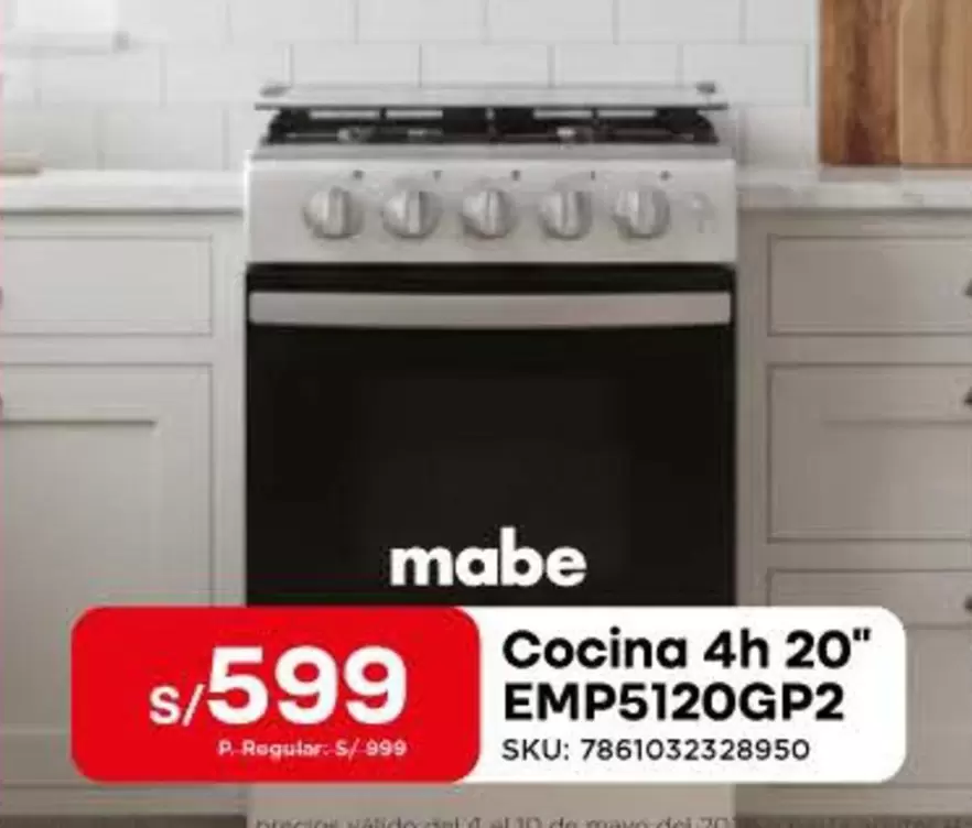 Mabe - Cocina 4h 20" EMP5120GP2