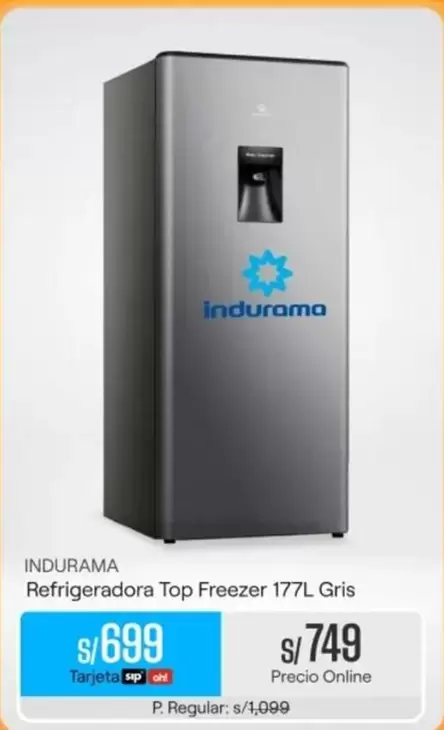 Indurama - Refrigeradora Top Freezer 177L Gris