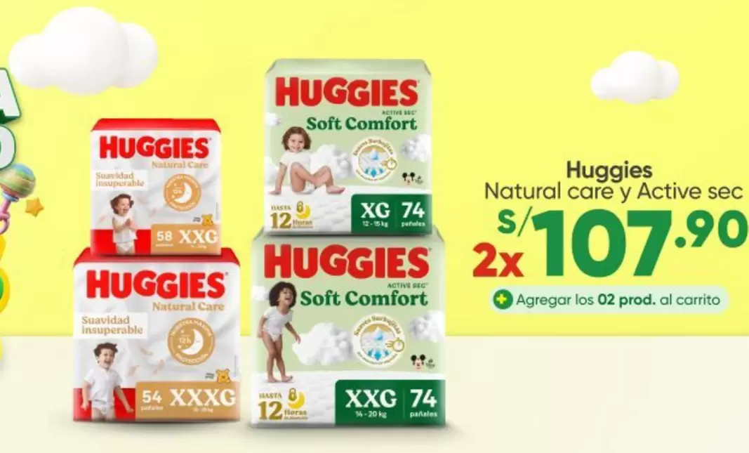 Huggies - Natural care y Active sec