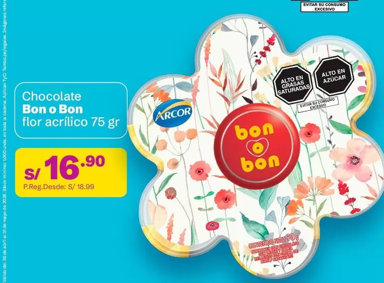 Arcor - Chocolate Bon o Bon flor acrilico