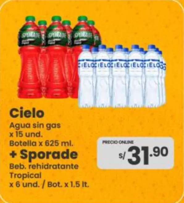 Cielo - Agua sin gas + Beb. rehidratante Tropical