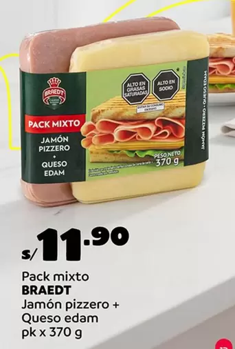 Braedt - Pack mixto Jamón pizzero + Queso edam