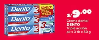 Dento - Crema dental Triple acción pk x 3 tb