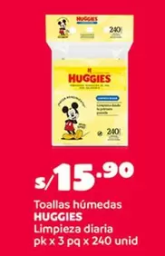 Huggies - Toallas húmedas Limpieza diaria pk x 3 pq x 240 unid