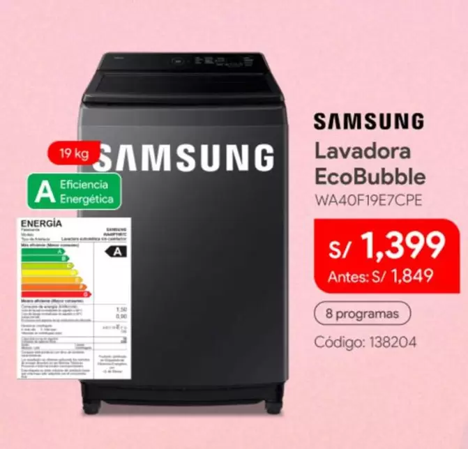 Samsung - Lavadora EcoBubble WA40F19E7CPE