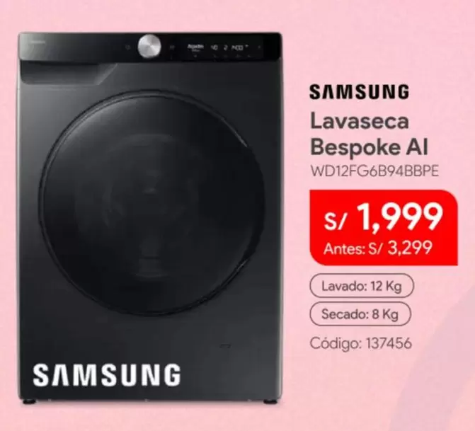 Samsung - Lavaseca Bespoke AI WD12FG6B94BBPE