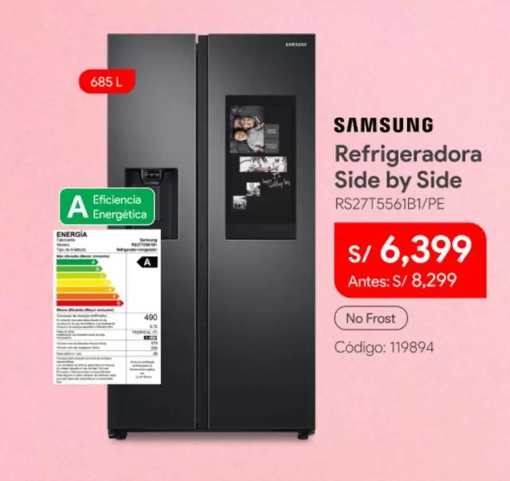 Samsung - Refrigeradora Side by Side RS27T5561B1/PE