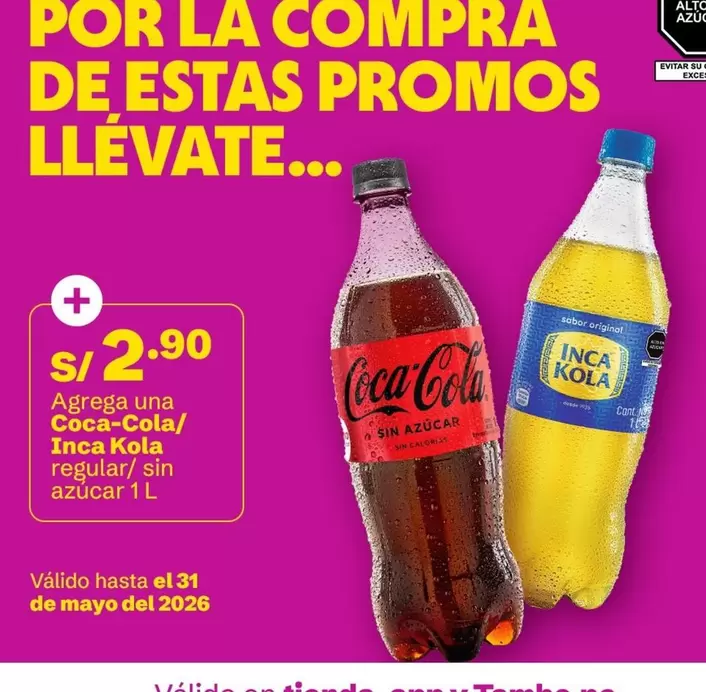 Coca-Cola - /Inca Kola regular/sin azúcar 1 L