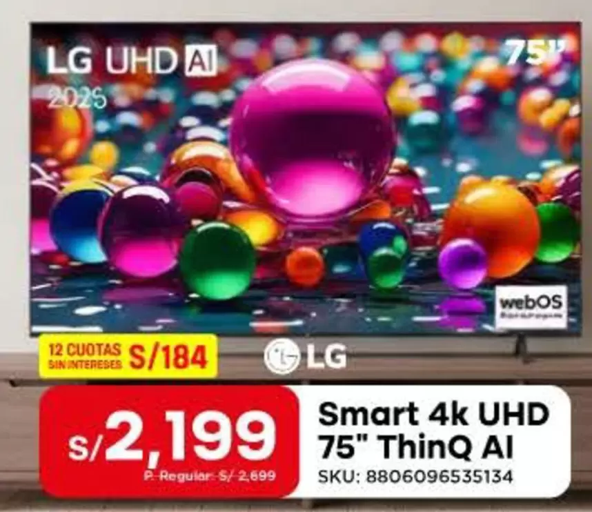Lg - Smart 4K UHD 75" ThinQ AI