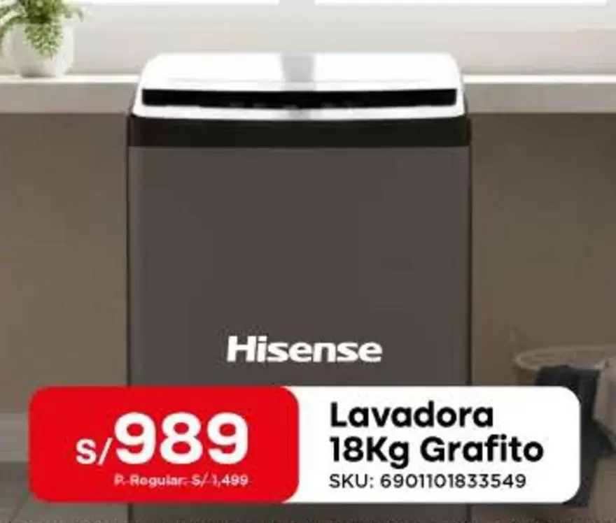 Hisense - Lavadora 18Kg Grafito