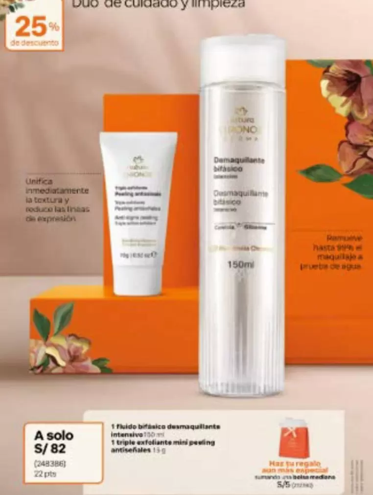 Natura - Fluido bifásico desmaquillante + mini peeling exfoliante