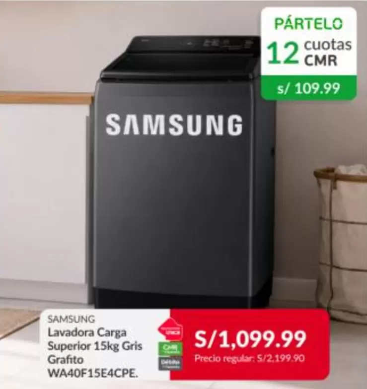 Samsung - Lavadora Carga Superior 15kg Gris Grafito WA40F15E4CPE