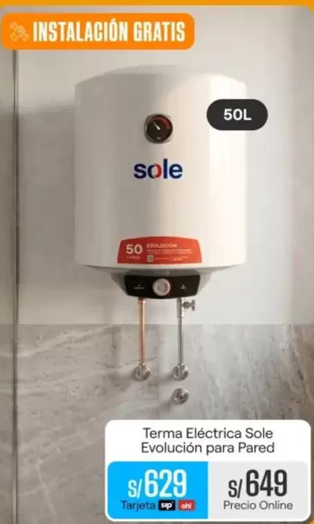 Sole - Termo Eléctrica Evolución para Pared