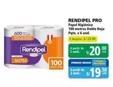 Pro    - Papel Higi00nico 100 metros Doble Hoja Pqte. x 6 und.