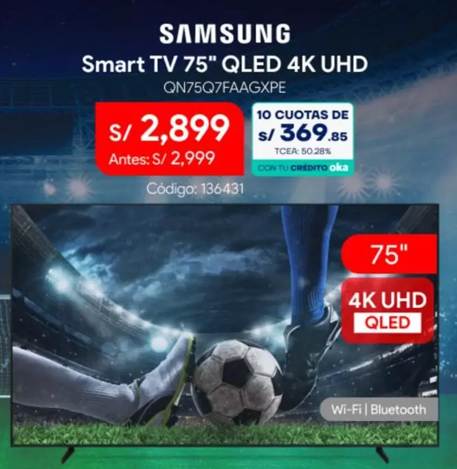 Samsung - Smart TV 75" QLED 4K UHD QN75Q7FAAGXPE