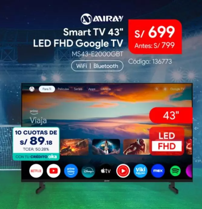 Miray - Smart TV 43" LED FHD Google TV MS43-E2000GBT
